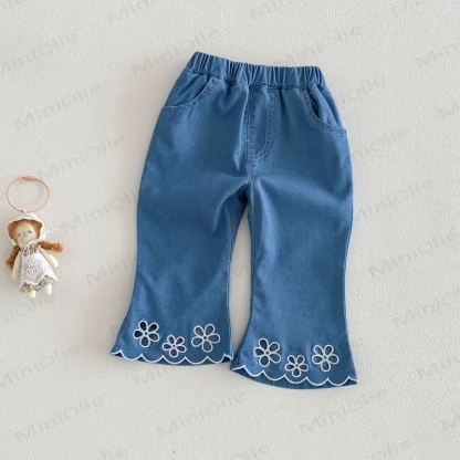 Toddler Girls Cotton Floral Lace Tank Top or Pants - Blue - 4-5T - image 3
