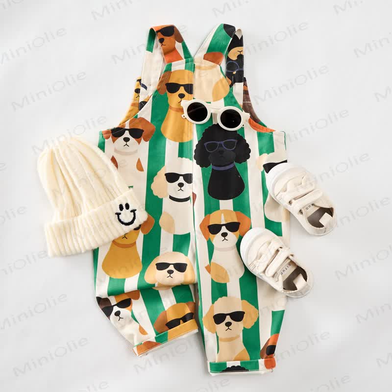 Baby Toddler Puppy Striped Overalls  - image 3