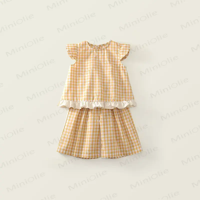 Toddler Girls Gingham Ruffle Tank Top and Pants Set - Yellow - 8-9T - image 3