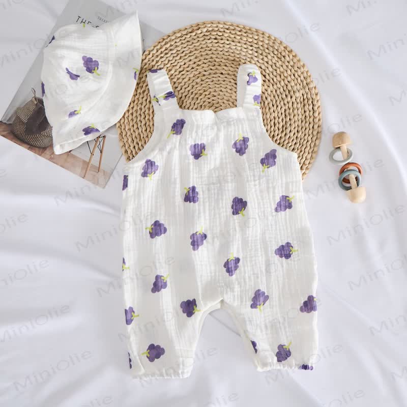 Baby Grapes Crepe Romper with Hat - image 3