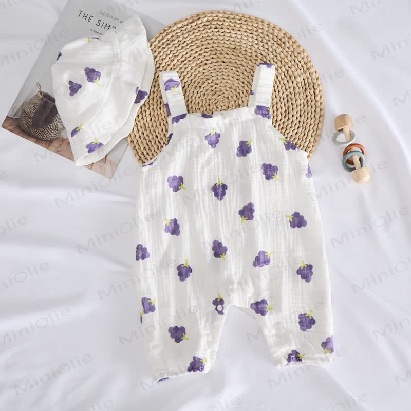 Baby Grapes Crepe Romper with Hat - image 2
