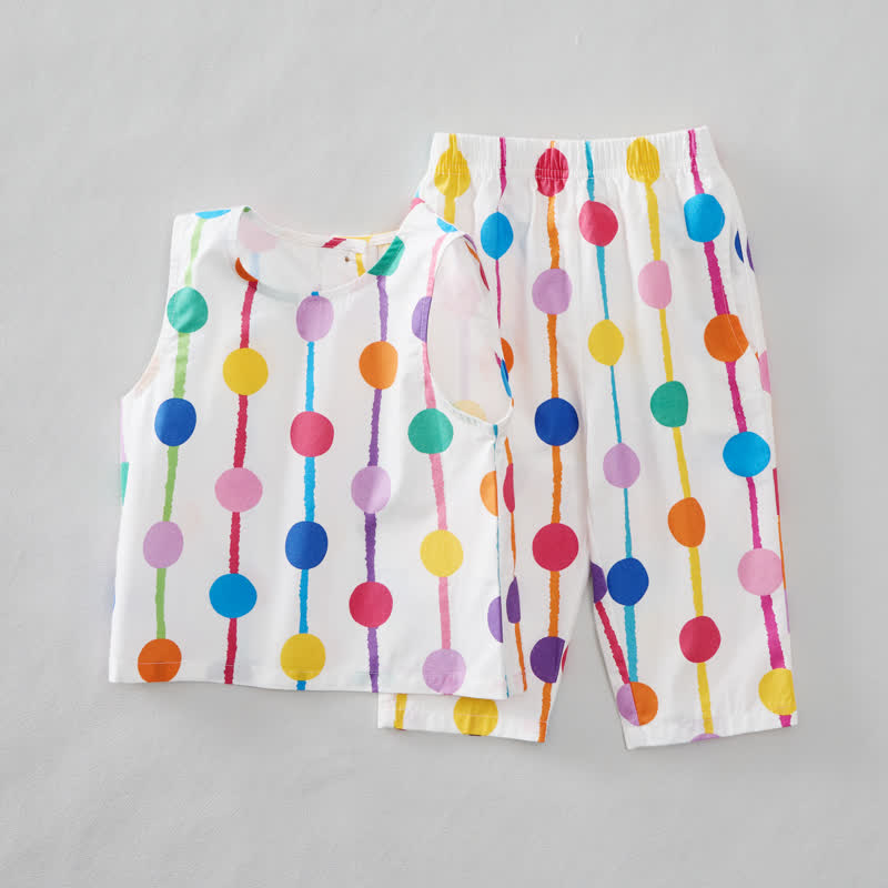 Baby Colorful Polka Dot Stripes 2-Piece Sleeveless Set - image 2