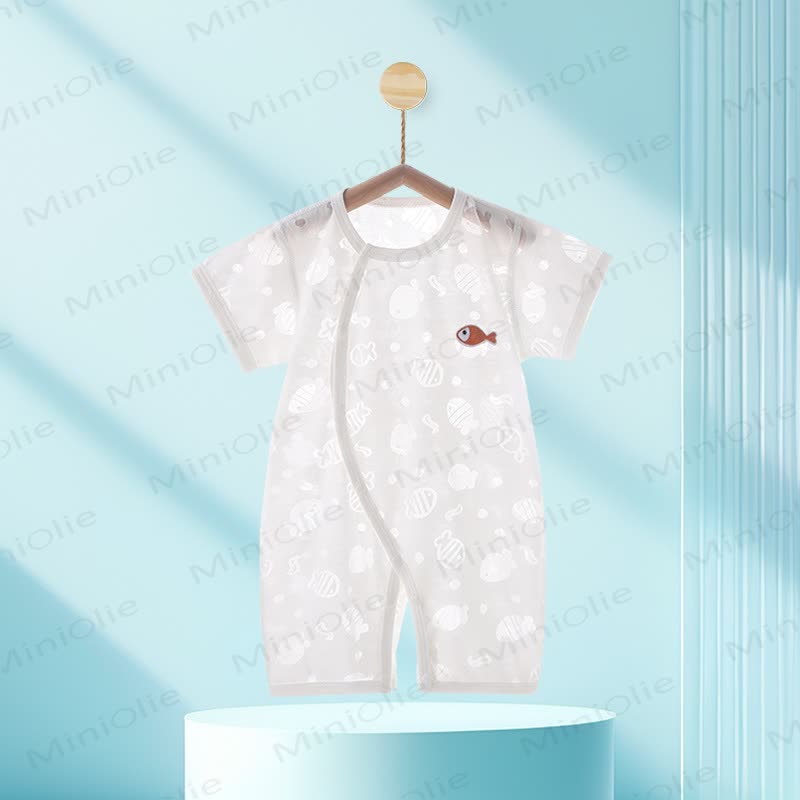 Baby Fish Print Summer Romper - White - 12-18M - image 2