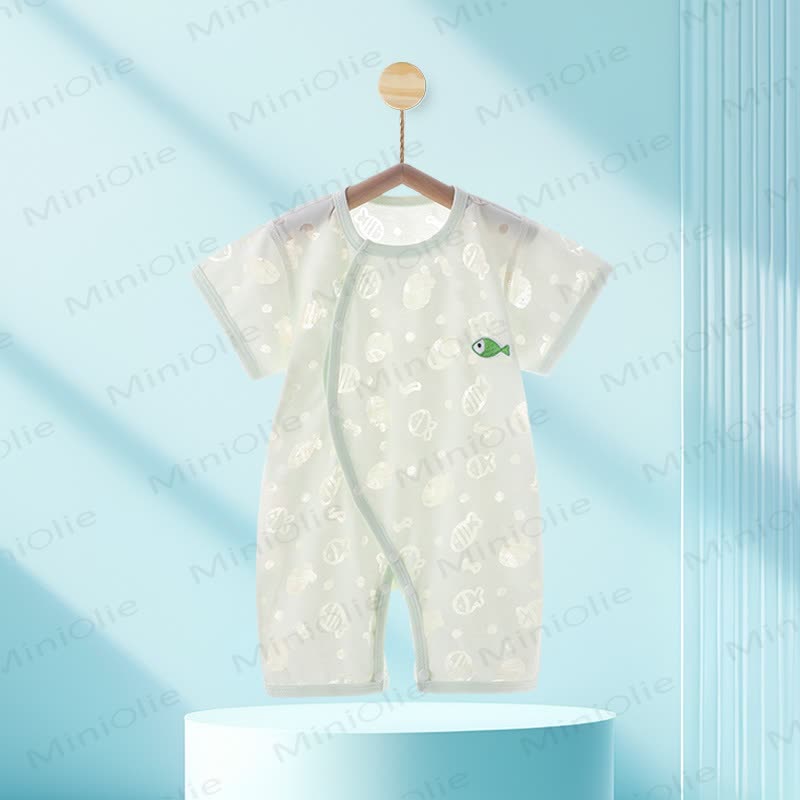 Baby Fish Print Summer Romper - Green - 12-18M - image 6