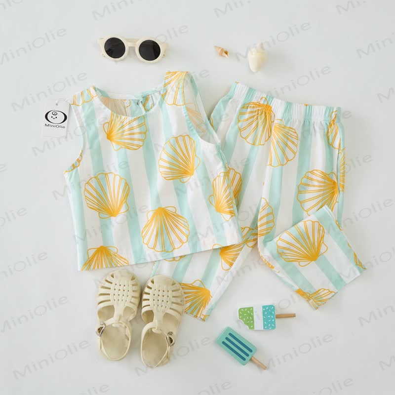 Baby 2-Piece Shell Striped Sleeveless Set - image 2
