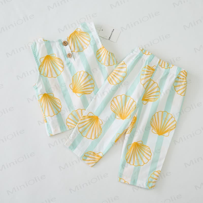 Baby 2-Piece Shell Striped Sleeveless Set - image 3