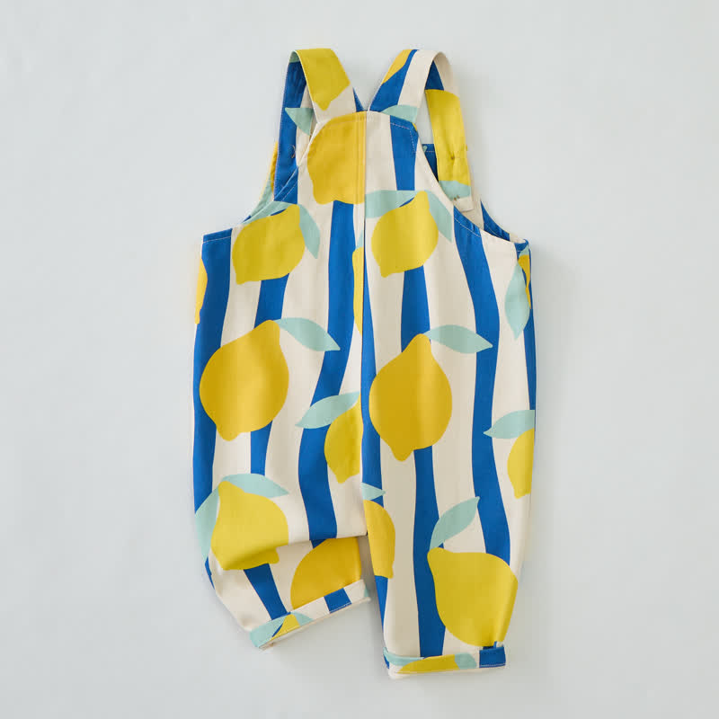 Baby Toddler Lemon Blue Vertical Striped Overalls  - image 3