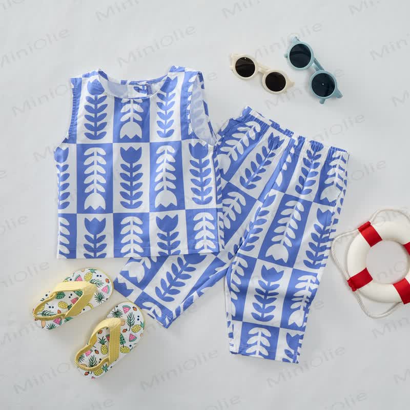 Baby Blue Floral 2-Piece Sleeveless Set - image 2