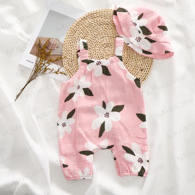 Baby White Flower Romper with Hat - image 2
