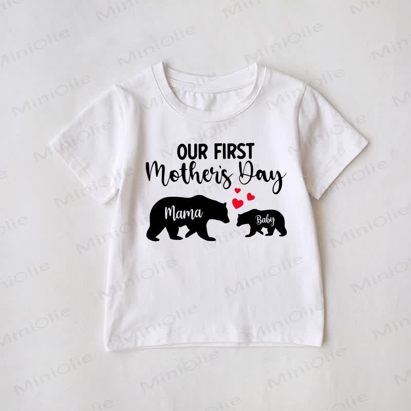OUR FIRST MOTHER'S DAY Family MAMA&BABY Elephant Matching T-Shirt - White - Baby T-Shirt: 3-5T - image 2
