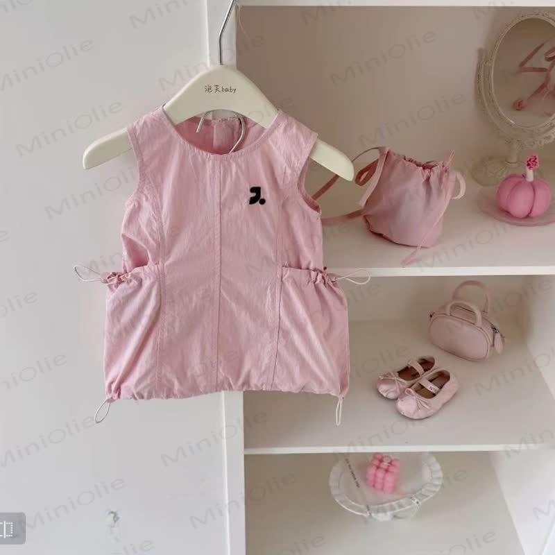 Toddler Girls Cotton Solid Pink Vest Dress - Pink - 6-7T - image 1