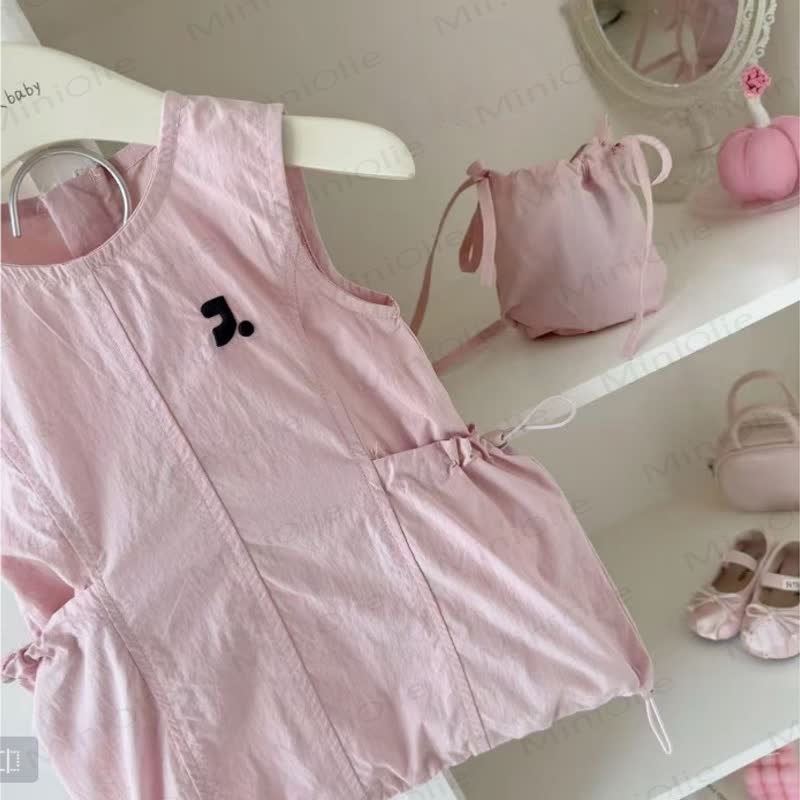 Toddler Girls Cotton Solid Pink Vest Dress - image 2