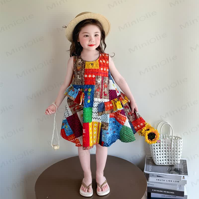 Toddler Girls Cotton Wavy Plaid Dress - Red - 8-9T - image 2