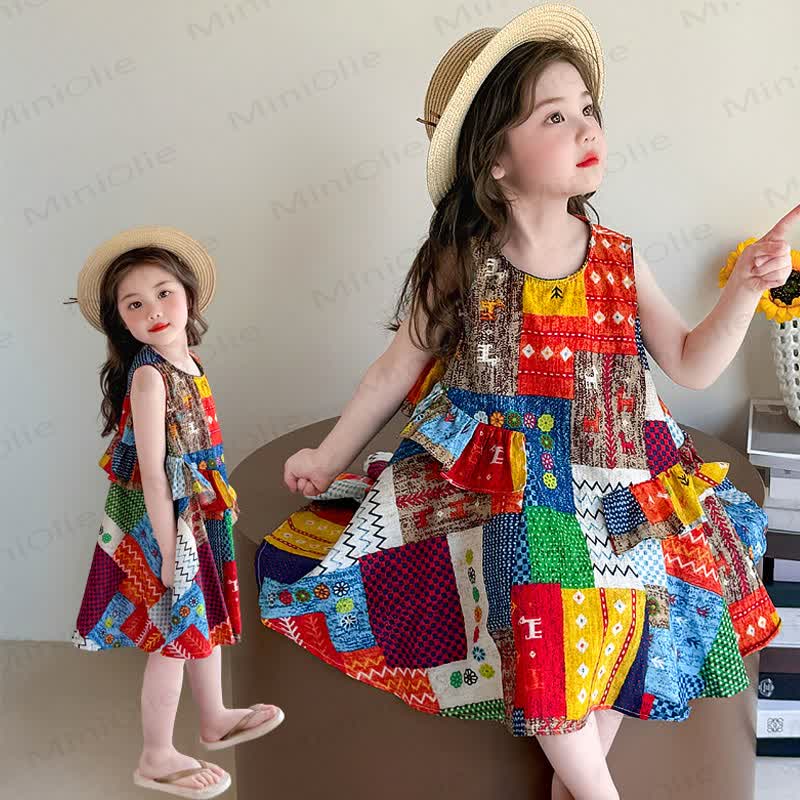 Toddler Girls Cotton Wavy Plaid Dress - image 1