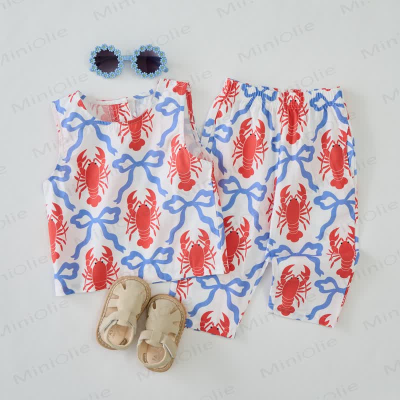 Toddler Lobster and Bowknot Sleeveless 2-piece Set - image 2