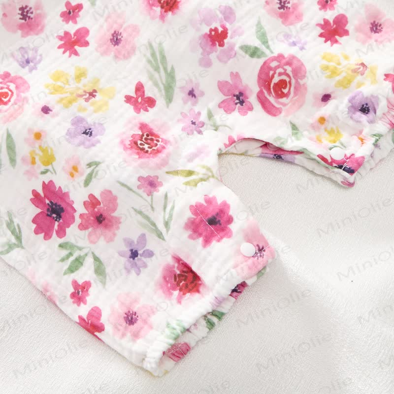 Baby Flower White Romper with Hat - image 5