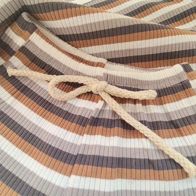 Baby Cotton Ribbed Striped Top and Shorts Set - image 9