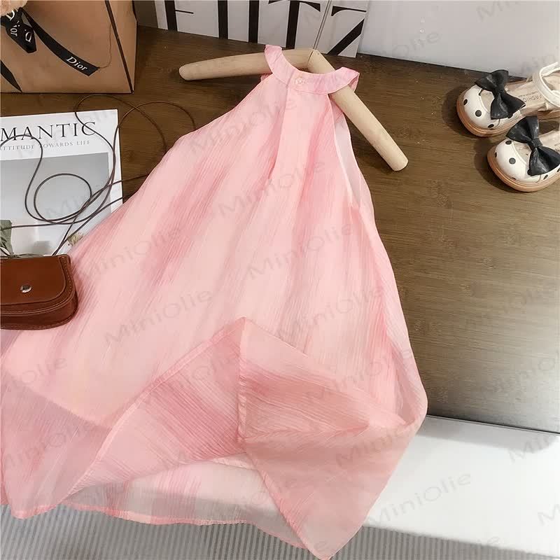 Toddler Girls Pink Tulle Flower Sleeveless Dress - image 2
