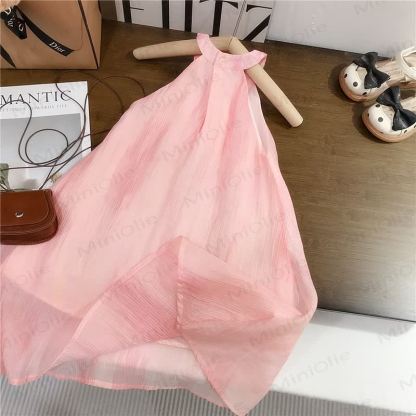 Toddler Girls Pink Tulle Flower Sleeveless Dress - image 2