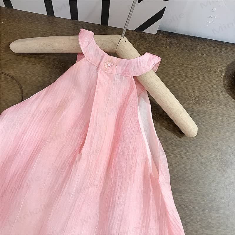 Toddler Girls Pink Tulle Flower Sleeveless Dress - image 4