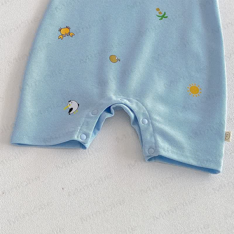 Baby Boy Print Polo Collar Sleeveless Romper - image 8