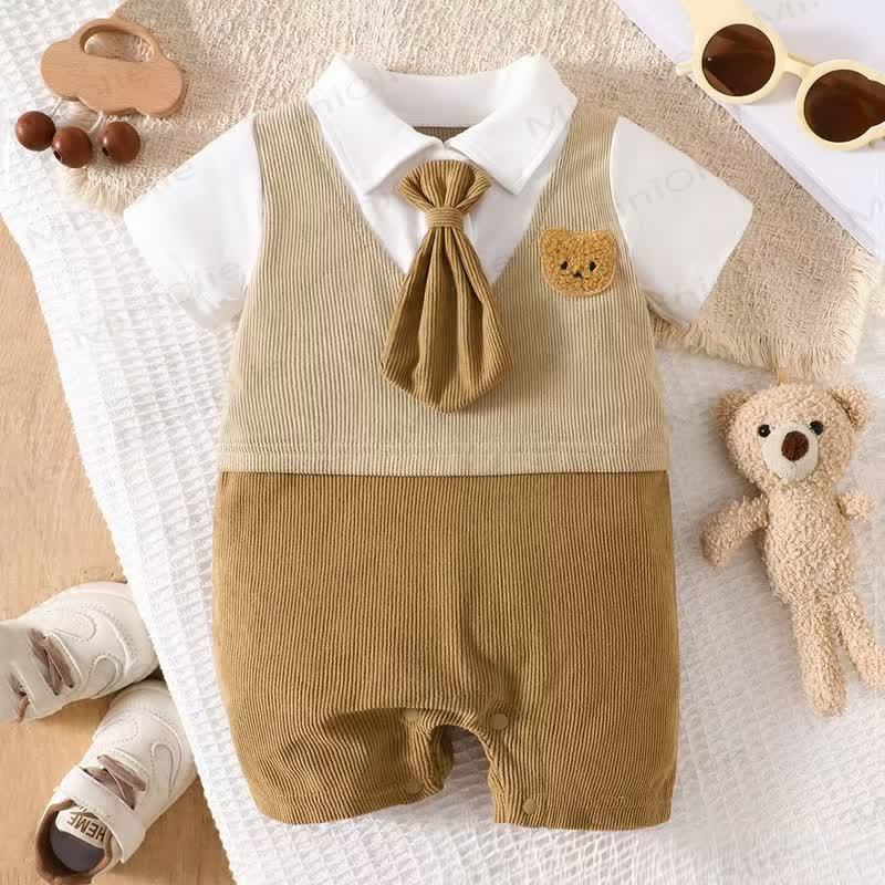 Baby Boy Bear Tie Romper - image 1