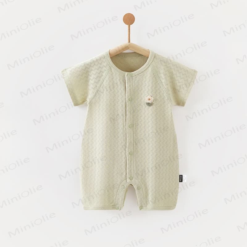 Baby Solid Color Front Snaps Romper - Green - 18-24M - image 2
