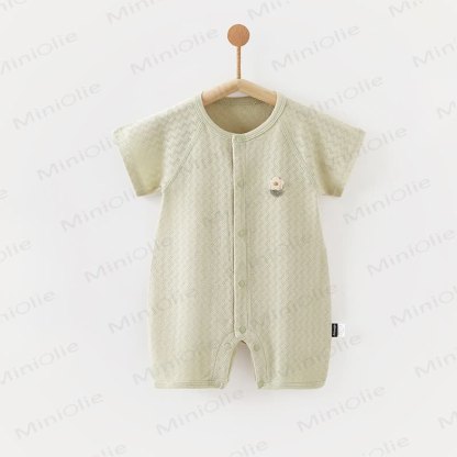 Baby Solid Color Front Snaps Romper - Green - 18-24M - image 2