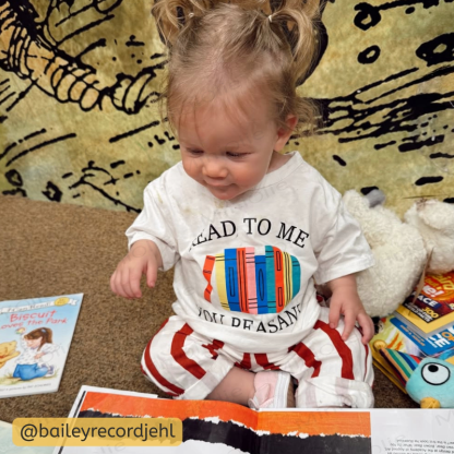 READ TO ME YOU PEASANT Baby Red Vertical Striped 2-piece Set - image 3