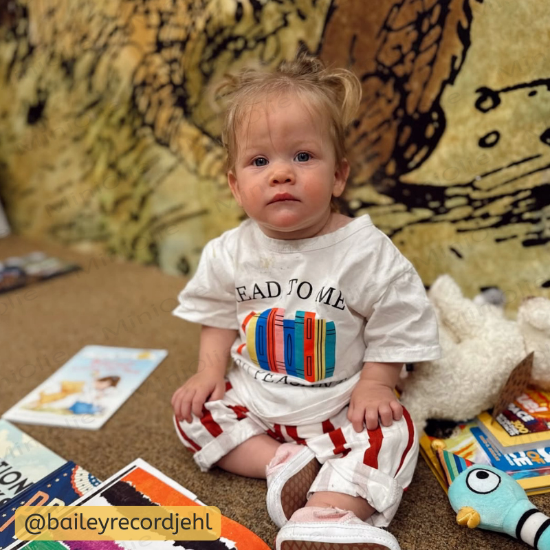 READ TO ME YOU PEASANT Baby Red Vertical Striped 2-piece Set - image 2