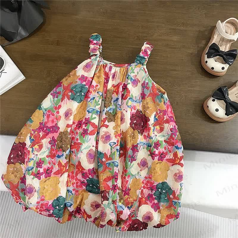 Toddler Girls Cotton Floral Multicolor Sleeveless Dress - image 2