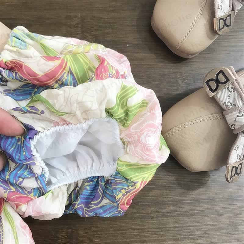Toddler Girls Cotton Floral Print Puff Sleeves Dress - image 5