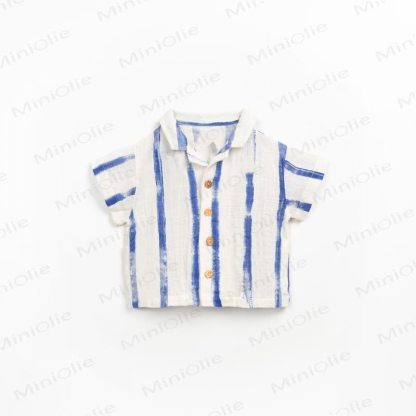 Baby Toddler Boys Cotton Blue Striped or Watermelon Print Shirt and Shorts Set - image 4