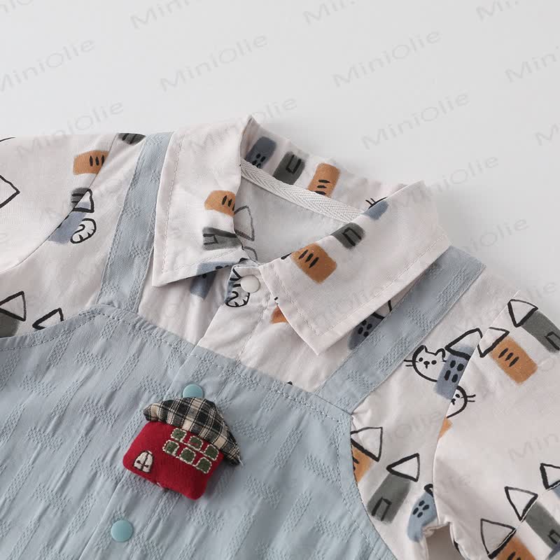 Baby Boy Hiding Cat Print Romper - image 4