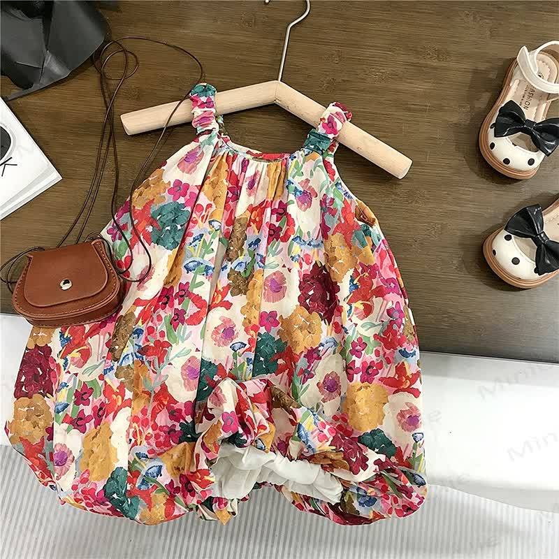 Toddler Girls Cotton Floral Multicolor Sleeveless Dress - Multicolor - 8-9T - image 1