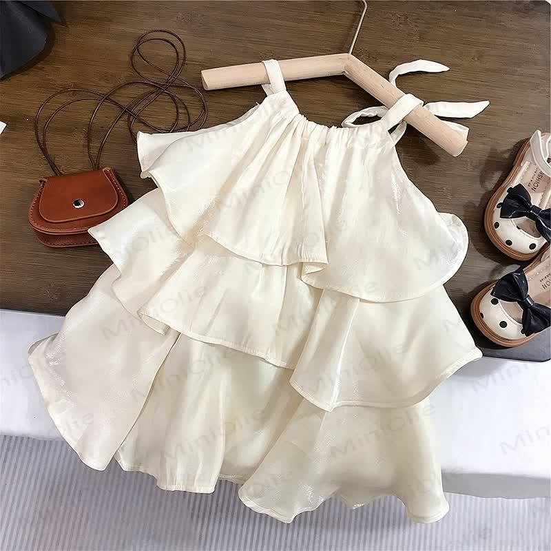 Toddler Girls Cotton Ruffle Solid White Sleeveless Dress - White - 8-9T - image 1