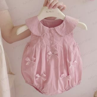 Baby Peter Pan Collar Bow Bodysuit - Pink - 18-24M - image 1