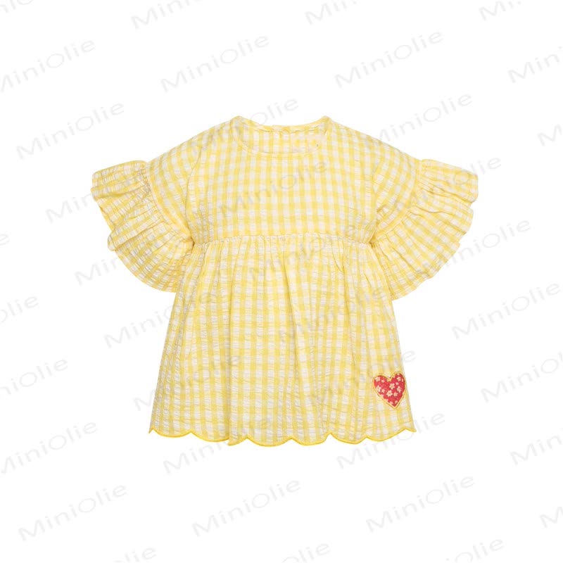 Toddler Girls Yellow Cotton Plaid Heart Print Top or Pants - Yellow Top - 4-5T - image 2