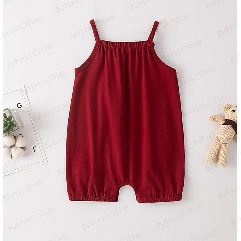 Baby Girl Mushroom Applique Strap Romper - image 2