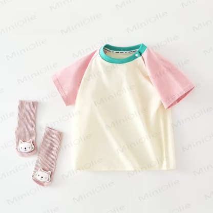 Baby Toddler Shoulder Button Raglan T-shirt - Pink - 4-5T - image 5