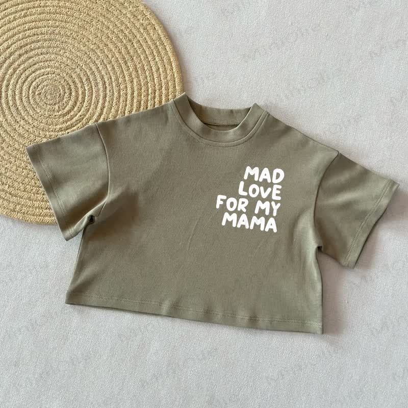 MAD LOVE FOR MY MAMA Baby Summer Casual T-Shirt - Grey Green - 2-3T - image 2