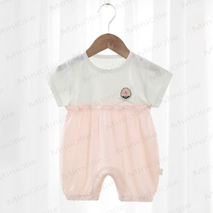 Baby Pink/Blue Floral Ruffle Romper - Pink - 9-18M - image 2