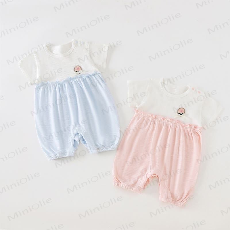 Baby Pink/Blue Floral Ruffle Romper - image 1