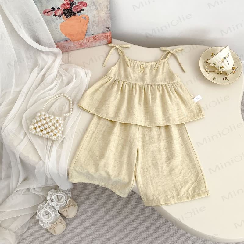 Baby Toddler Girls Bows Solid Color Tank Top and Pants Set - Yellow - 4-5T - image 4