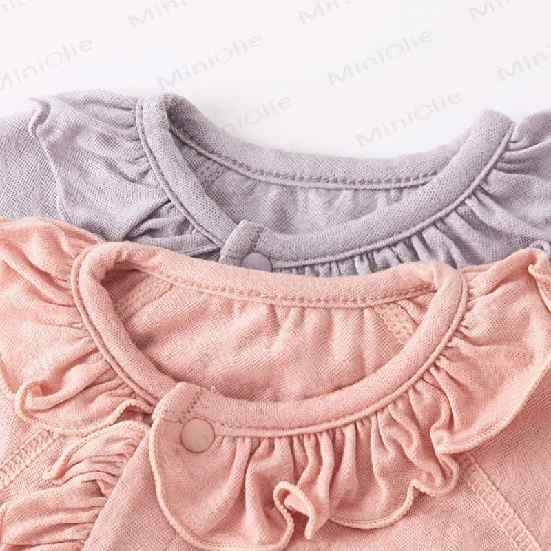 Baby Solid Color Butterfly Ruffle Trim Romper - image 6