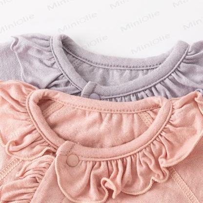 Baby Solid Color Butterfly Ruffle Trim Romper - image 6