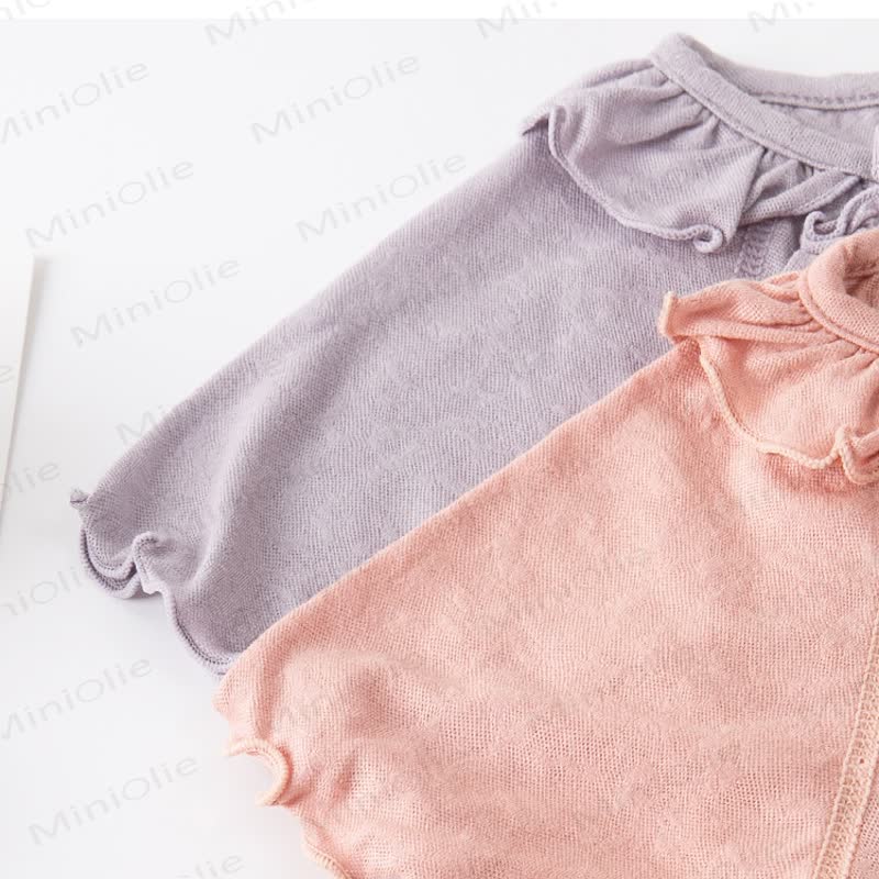 Baby Solid Color Butterfly Ruffle Trim Romper - image 7