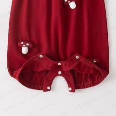 Baby Girl Mushroom Applique Strap Romper - image 5