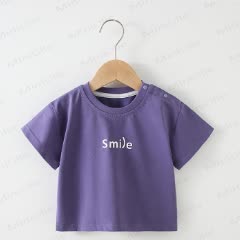 SMILE Toddler Baby Crew Neck Casual T-shirt - Purple - 4-5T - image 5