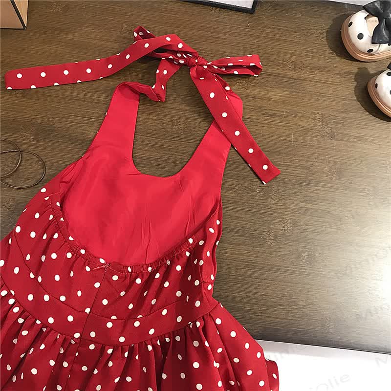 Toddler Girls Red Polka Dot Sleeveless Dress - image 4